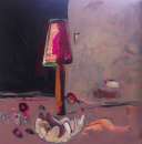 Voir Lampe et bénitier - 100x100 - huile sur toile